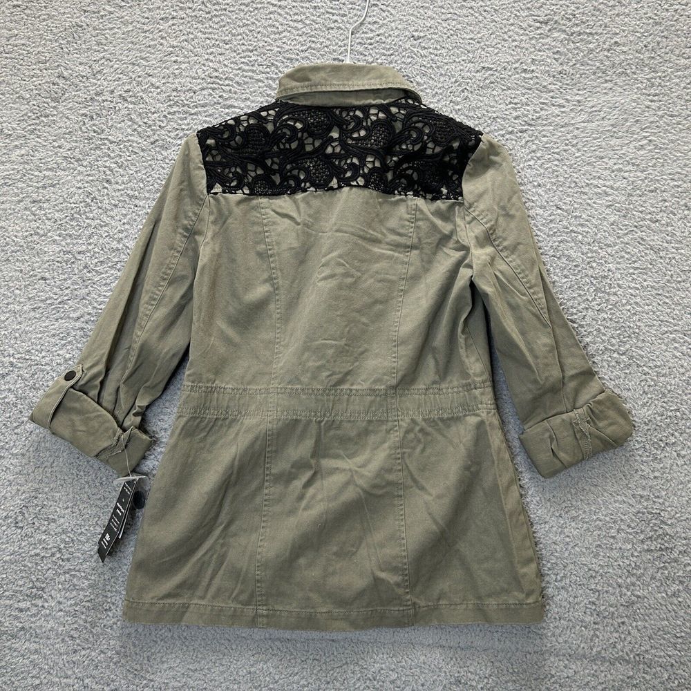 Shelby Collection Jacket Womens Small Green‎ Military Lace Trim Utility Full Zip - Picture 12 of 16